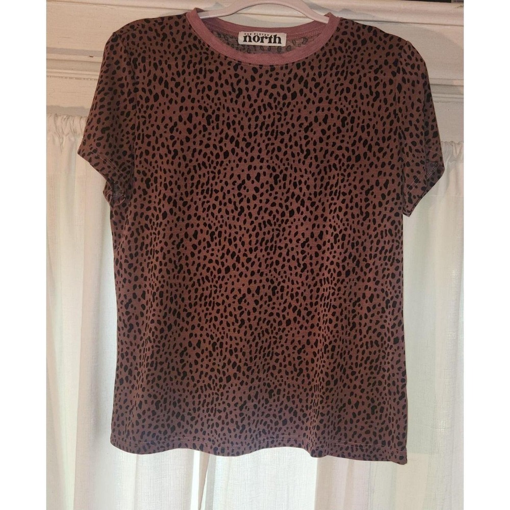 One Eleven North Women's Animal Print Short Sleeve Top MEDIUM